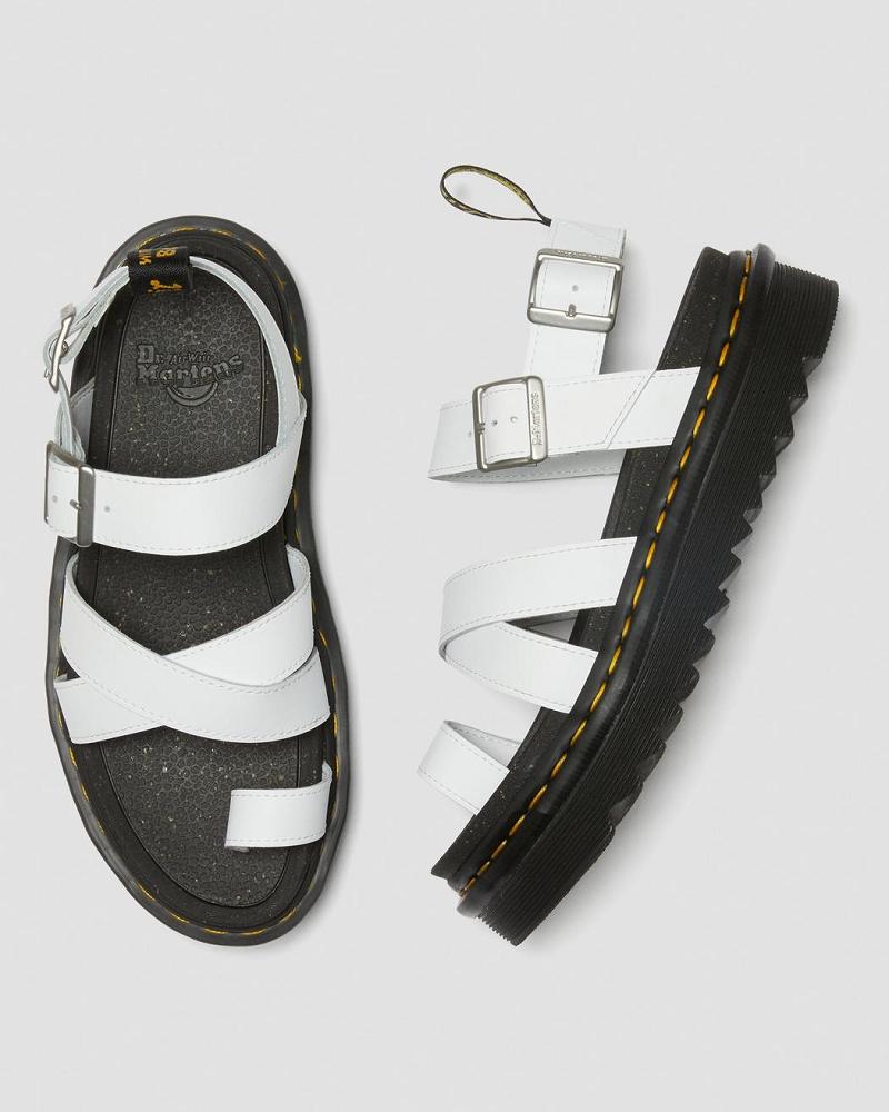 White Women's Dr Martens Avry Hydro Leather Gladiator Sandals | CA 290OKI